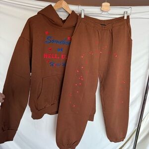 Hell USA brown heavyweight sweat set